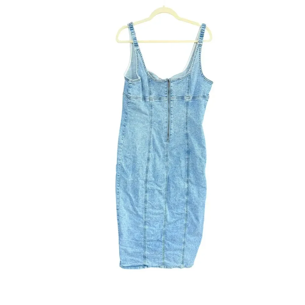 Wild Fable Womens Denim Midi Bodycon Dress Light Blue Wash Size L - Picture 6 of 6
